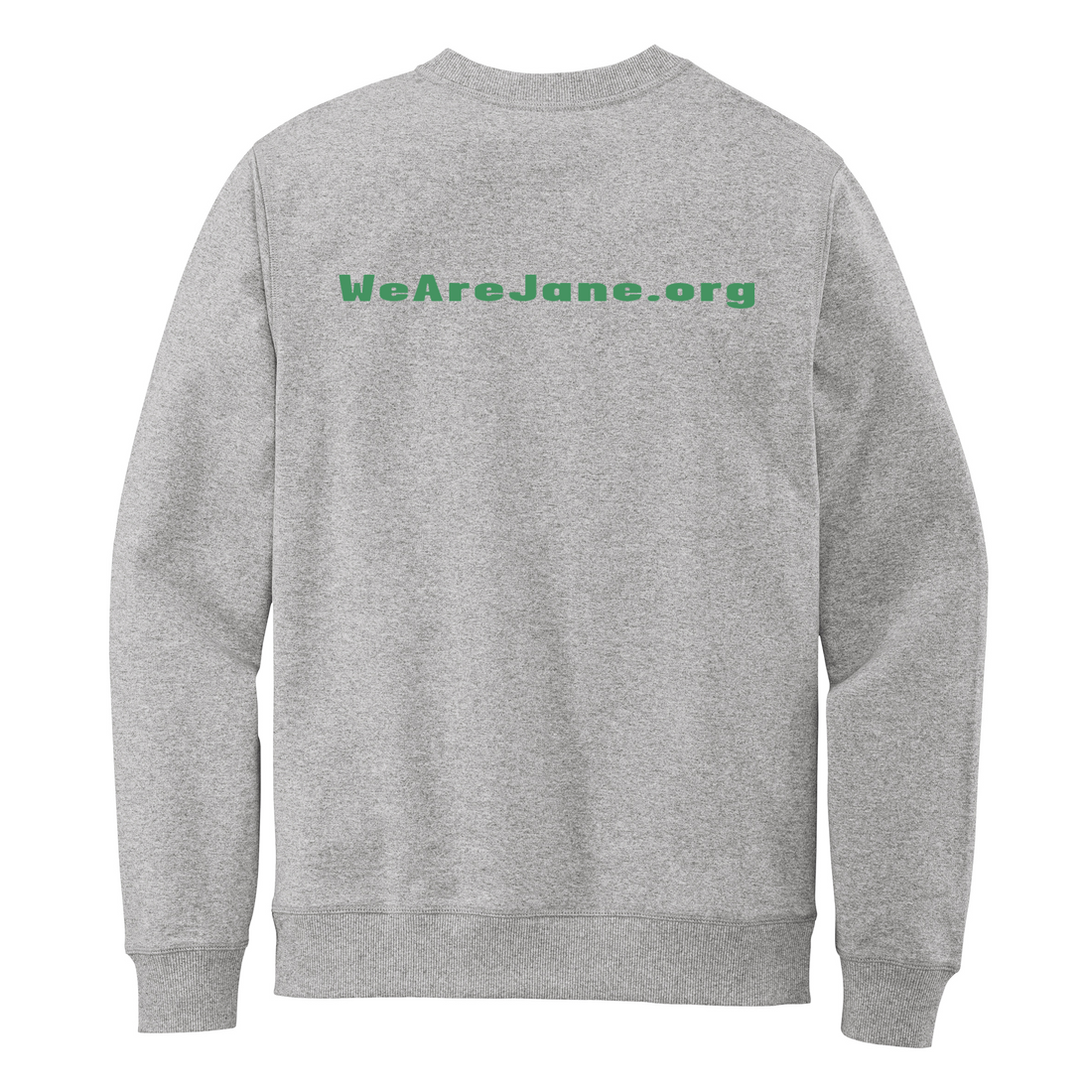 Unisex JANE Crewneck Sweatshirt in Grey with Green Letters