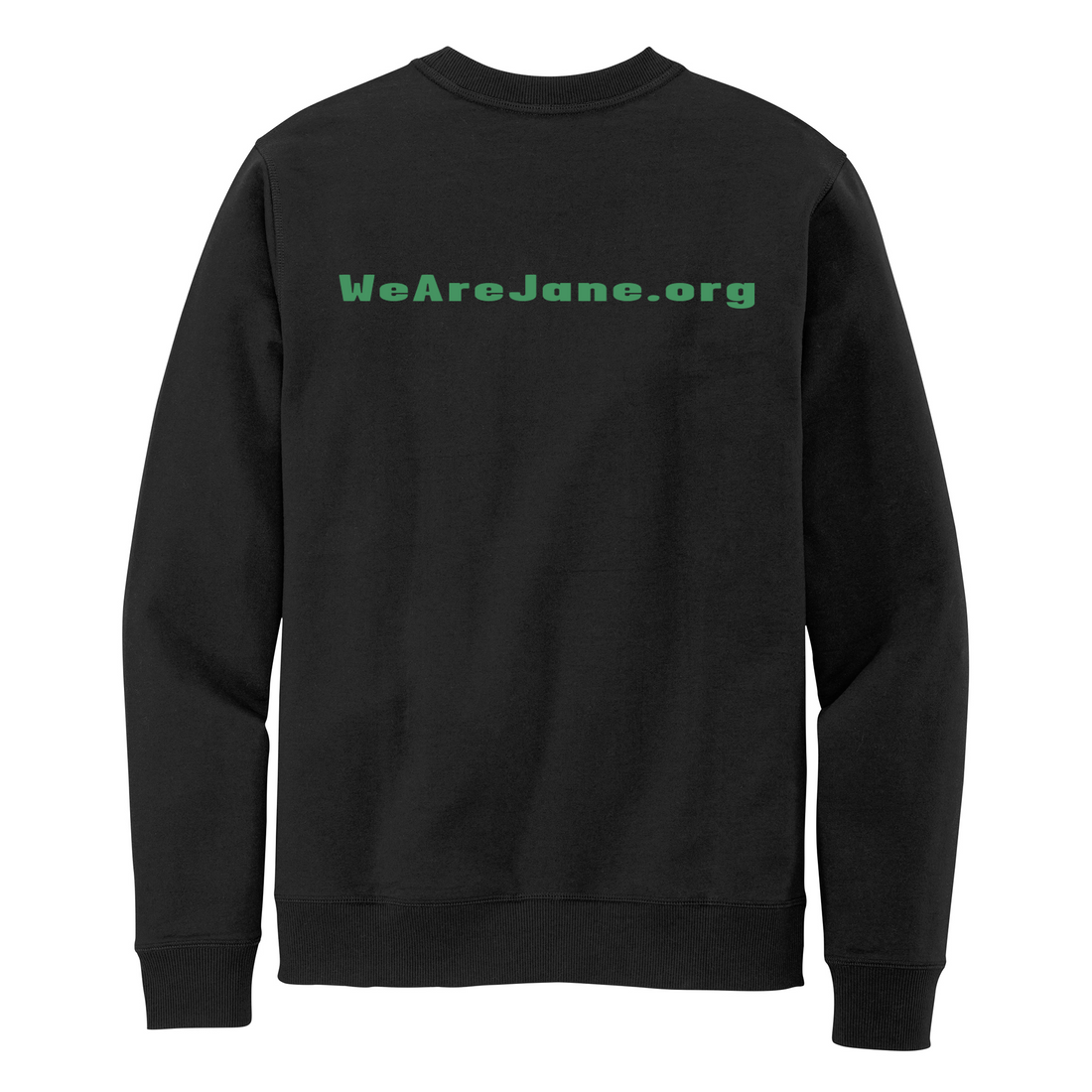 Unisex JANE Crewneck Sweatshirt in Black with Green Letters