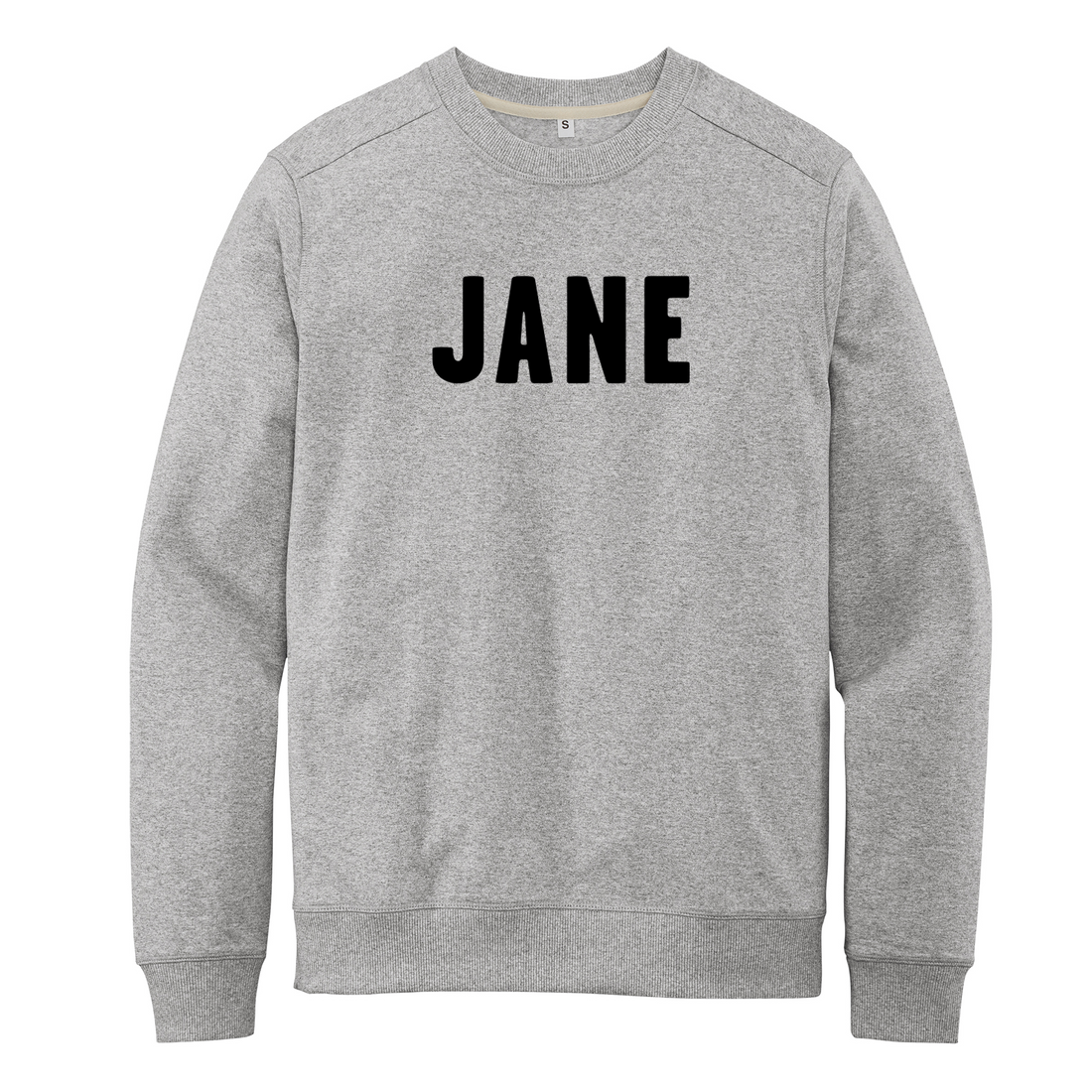 Unisex JANE Crewneck Sweatshirt in Grey with Black Letters