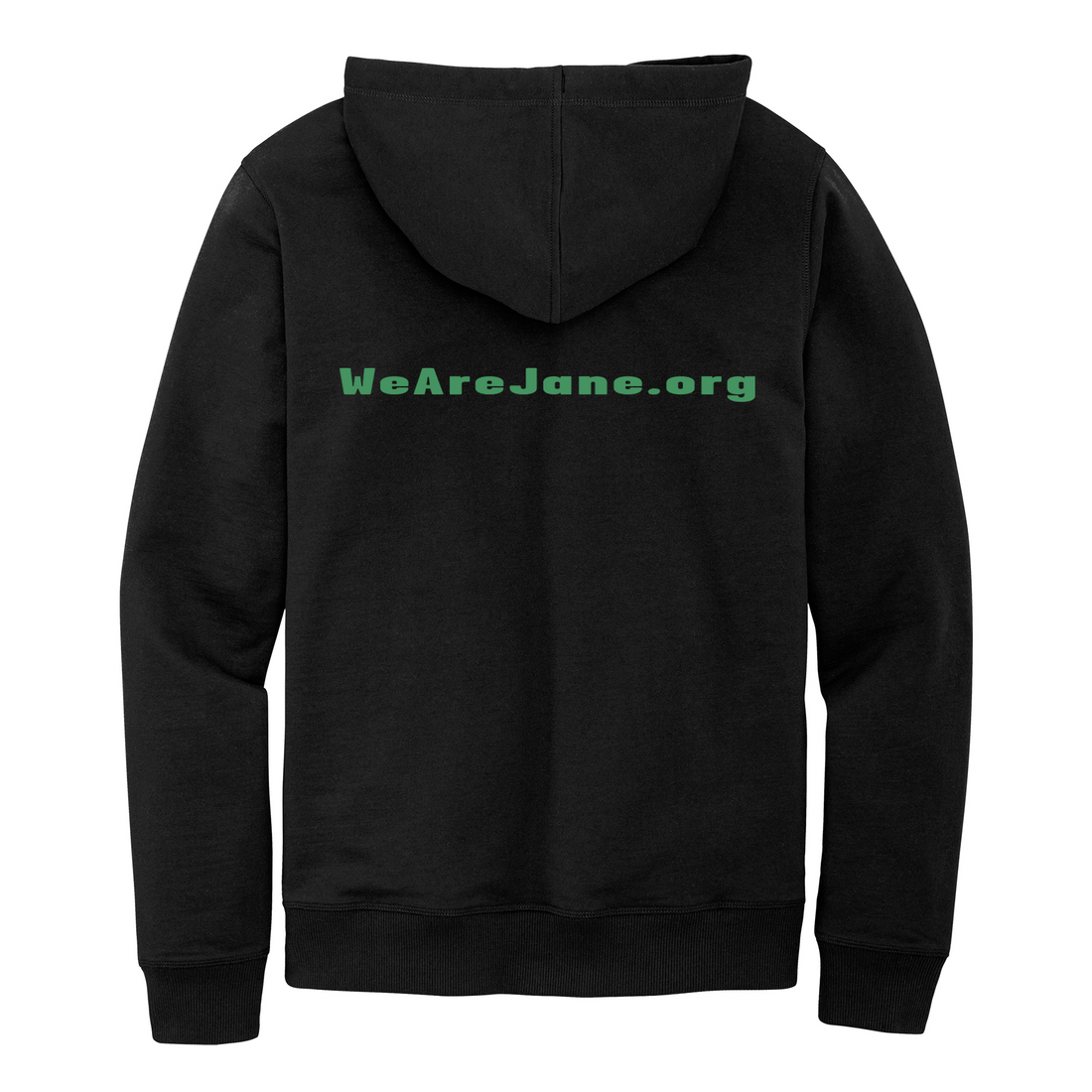 Unisex JANE Hoodie Sweatshirt in Black with Green Letters