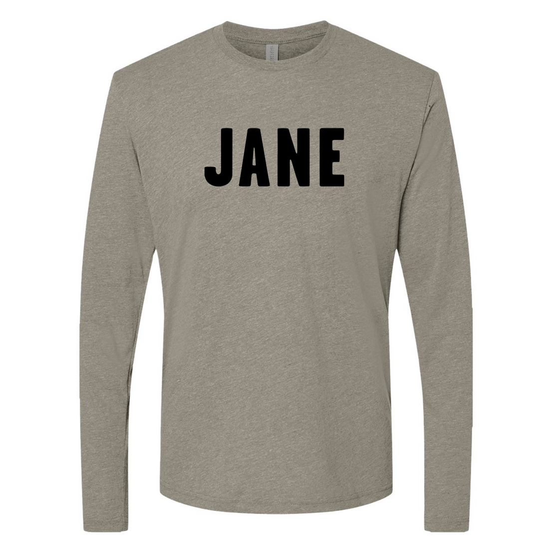 Unisex JANE Long Sleeve T-Shirt in Grey with Black Letters