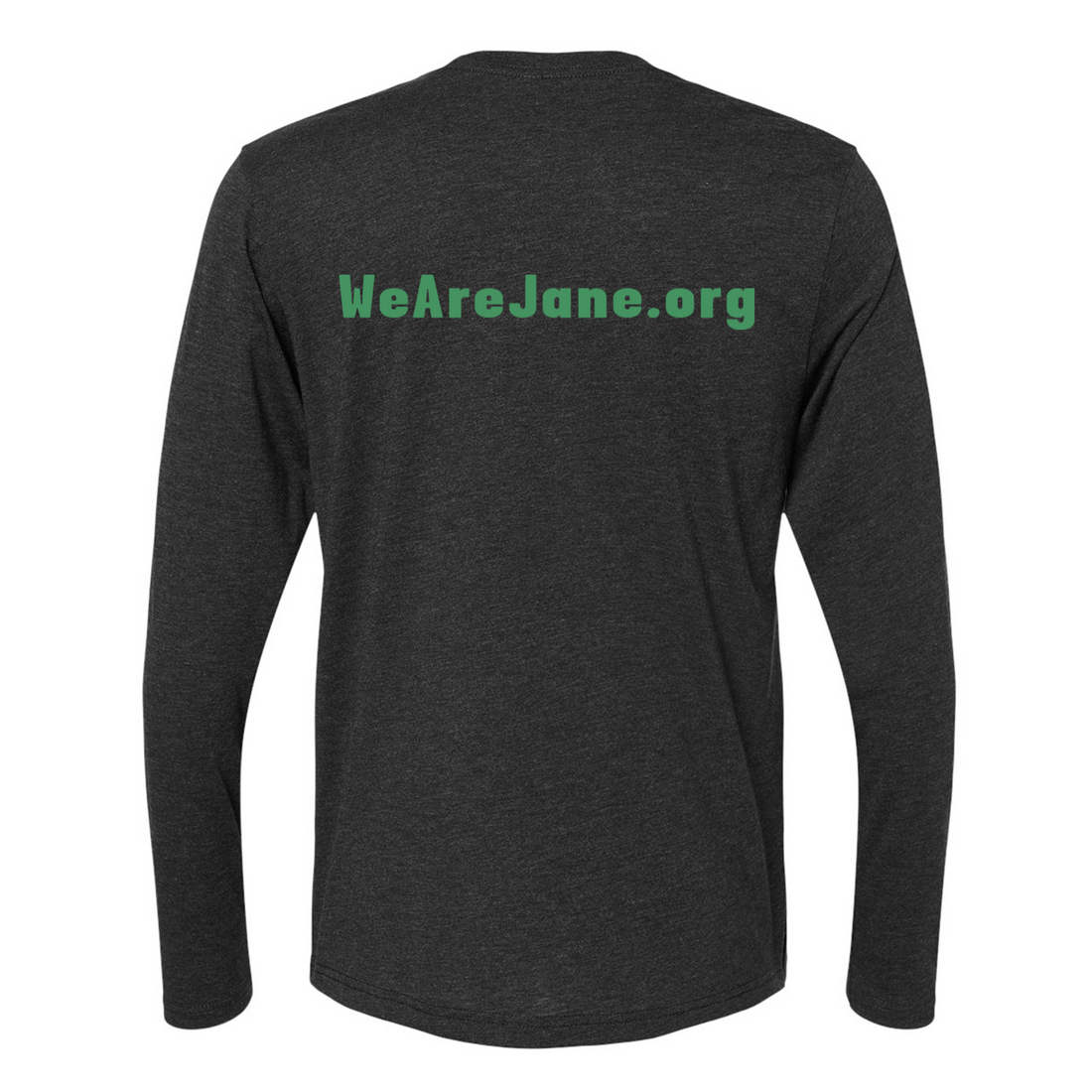 Unisex JANE Long Sleeve T-Shirt in Black with Green Letters