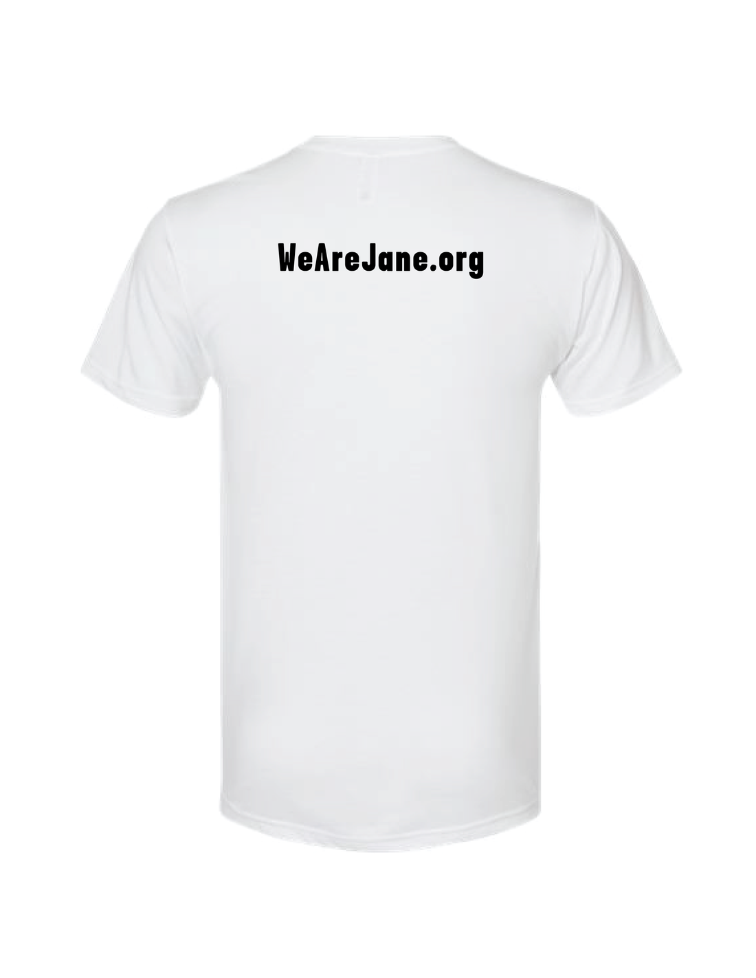 Unisex JANE Crew Neck T-Shirt in White with Black Letters